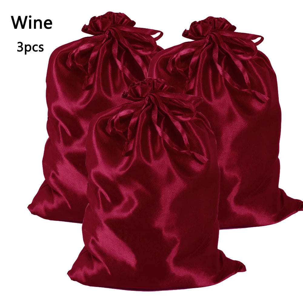 Silky Satin Wig Storage Bags with Drawstring – Dust-Free Protection, Set of 3