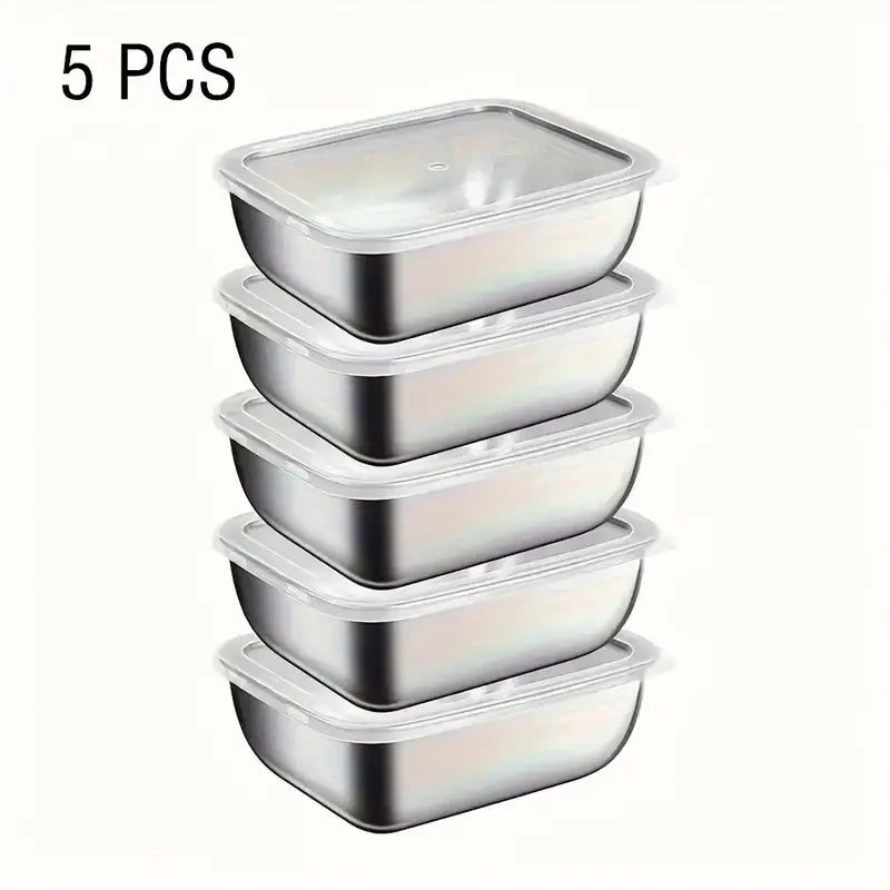 Stackable Stainless Steel Meal Prep Containers – Leakproof, Set of 5