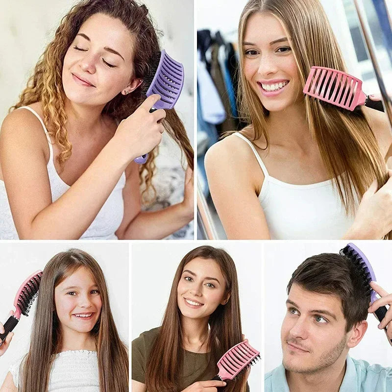 Boar Bristle & Nylon Pin Hairbrush – Smoothing & Detangling Brush