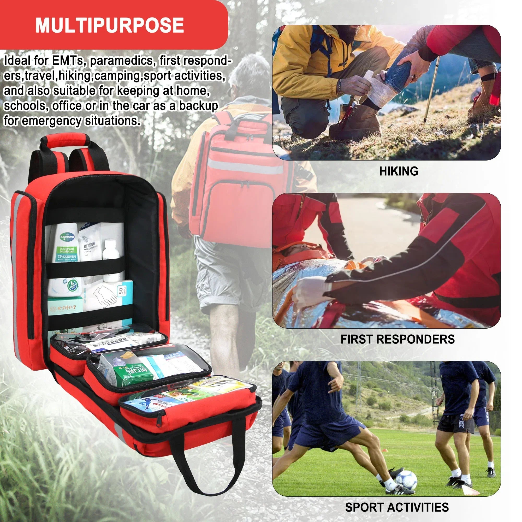 Foldable First Aid Rescue Bag - Large Capacity