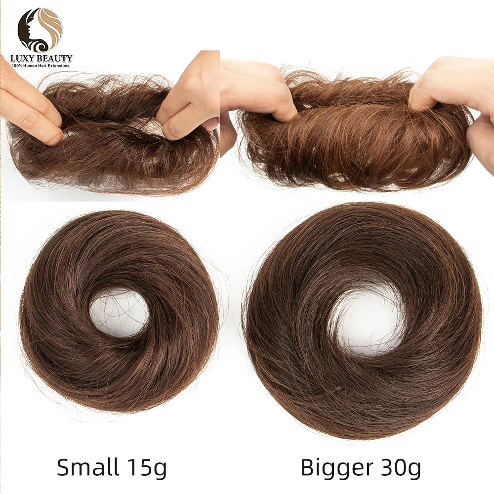 Human Hair Donut Chignon Bun Scrunchie – Updo Style, Natural Look