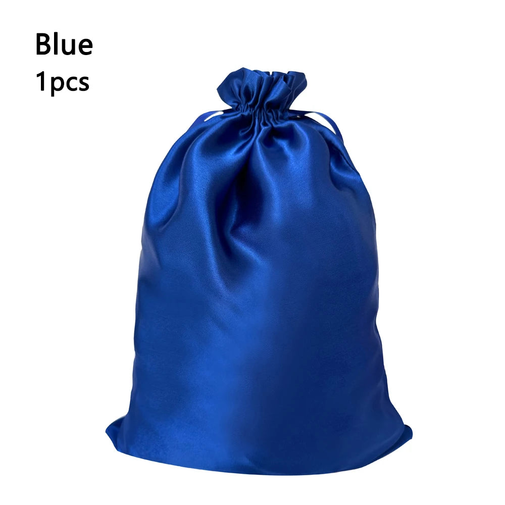 Silky Satin Wig Storage Bags with Drawstring – Dust-Free Protection, Set of 3
