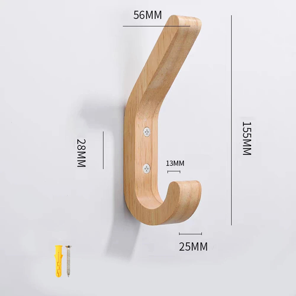 Wooden Coat Hooks - Wall Mounted - Heavy Duty Double Hooks