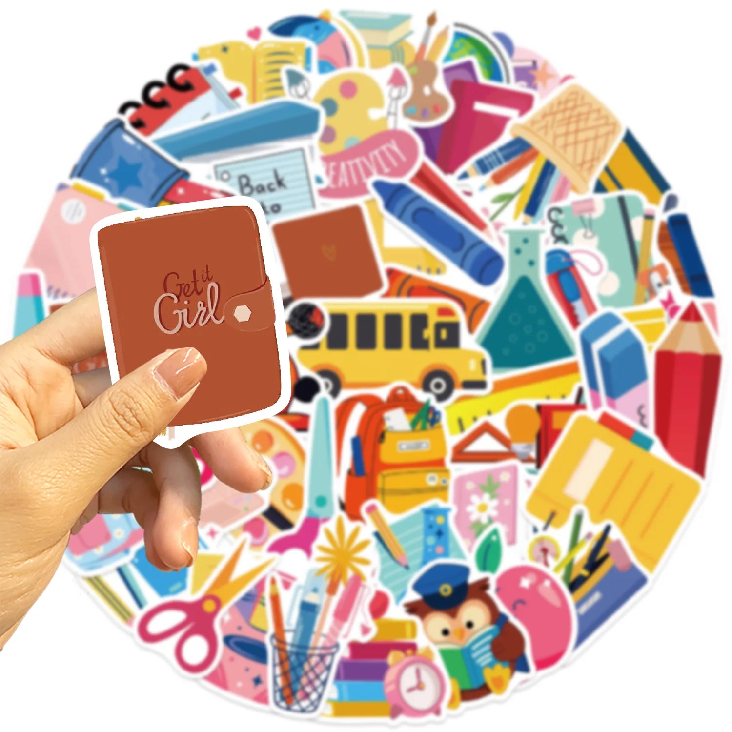 50pcs School Season Aesthetic Stationery Stickers Set