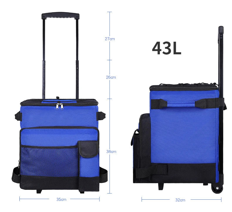 Rolling Cooler with Removable Wheels & Handle