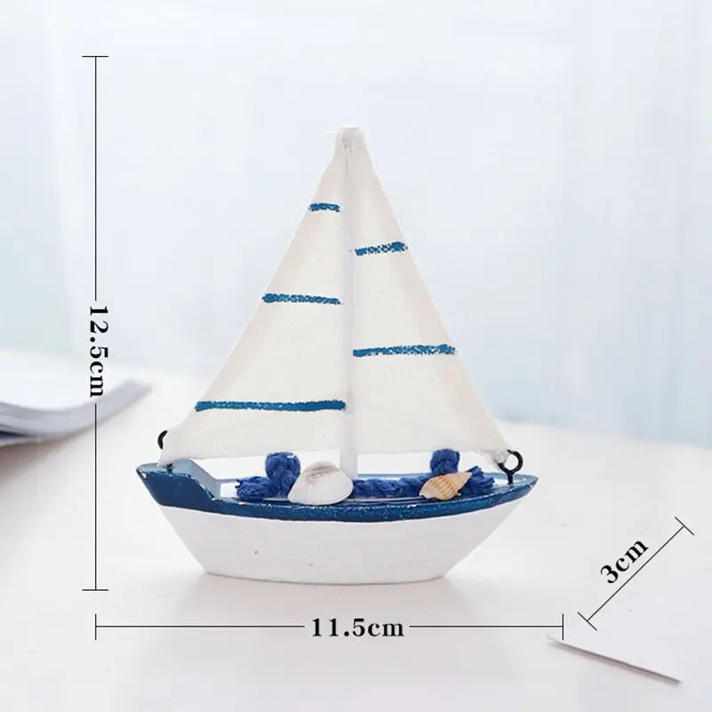 Wooden Blue Sailing Boat – Nautical Home Décor Ornament