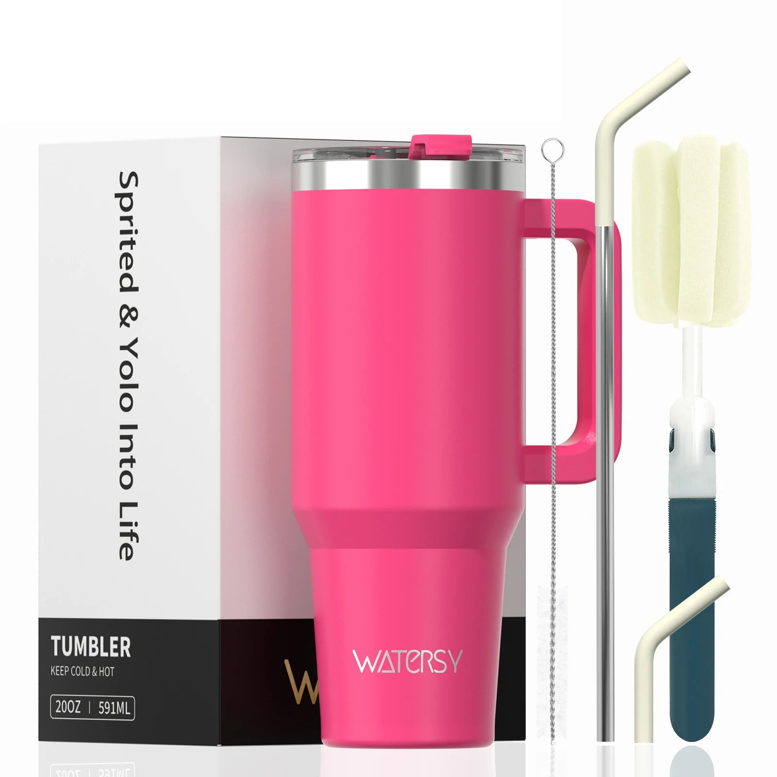 591ml Stainless Steel Insulated Tumbler with Handle & Straw