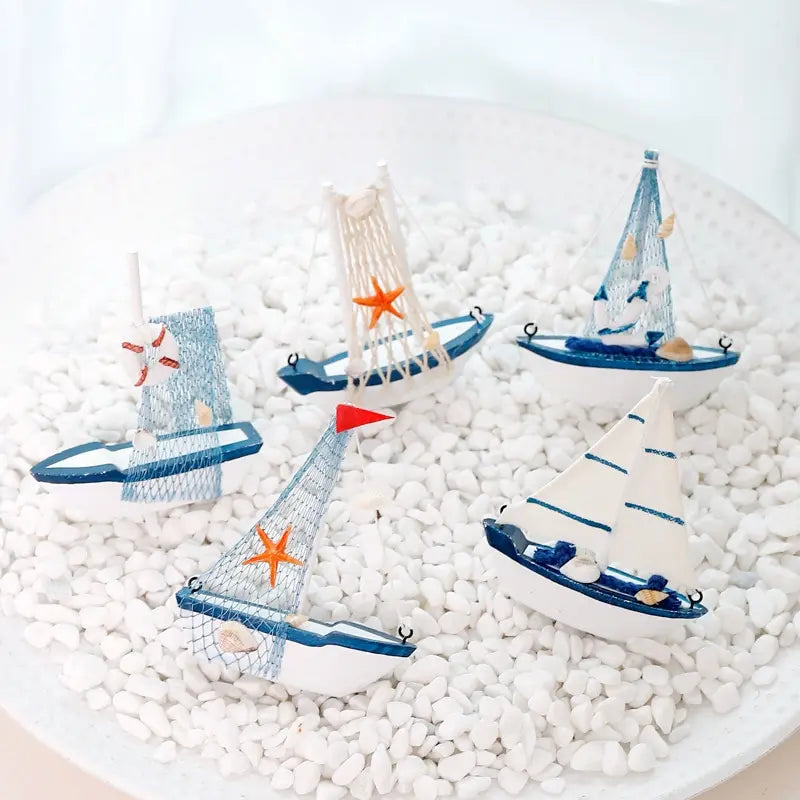 Wooden Blue Sailing Boat – Nautical Home Décor Ornament