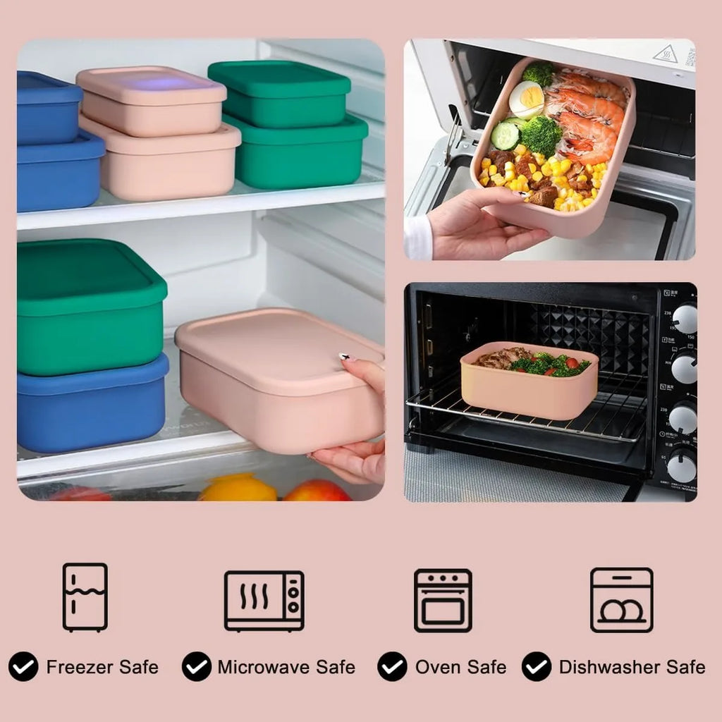 Silicone Food Storage Containers - Airtight, Microwave, Dishwasher, Freezer