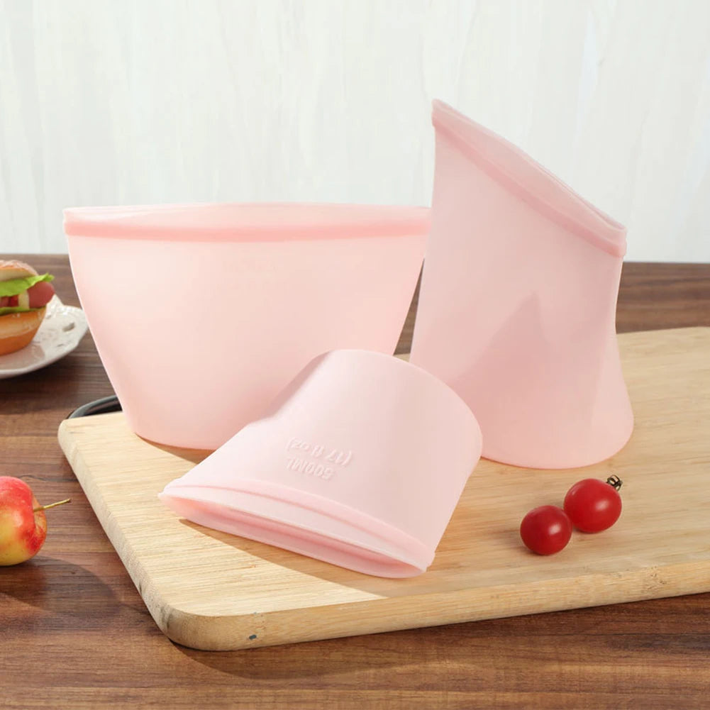 Silicone Food Storage Bags - Leakproof Containers - Reusable - Fresh-keeping