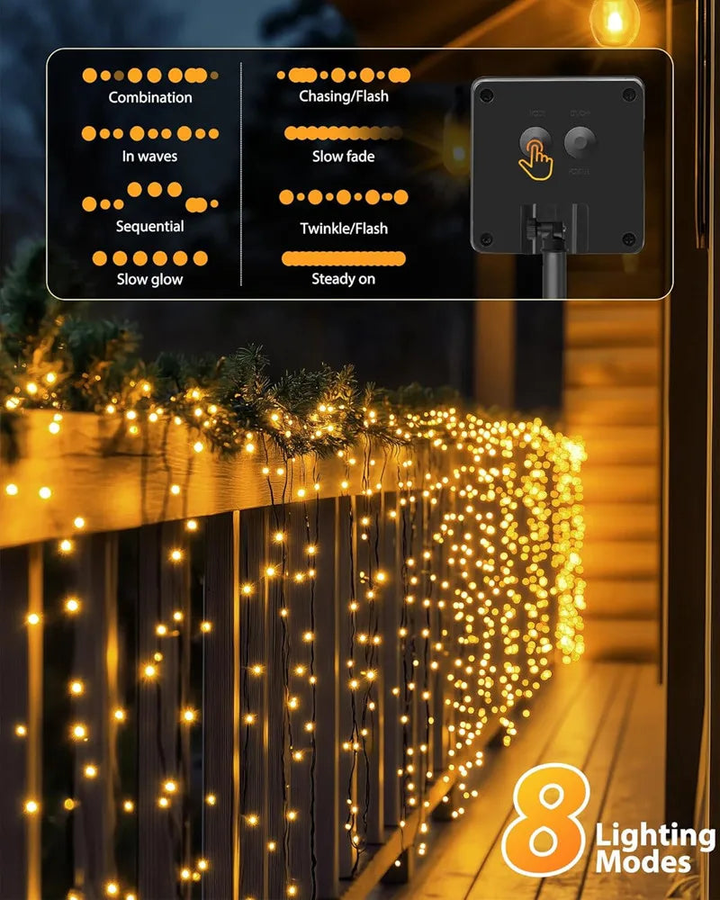 Outdoor Solar LED String Lights with 8 Lighting Modes