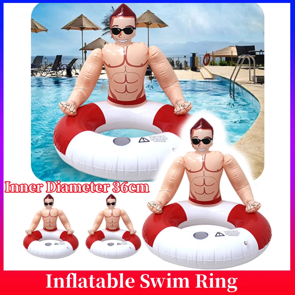 Muscle Man Shaped Inflatable Swimming Ring Pool Float