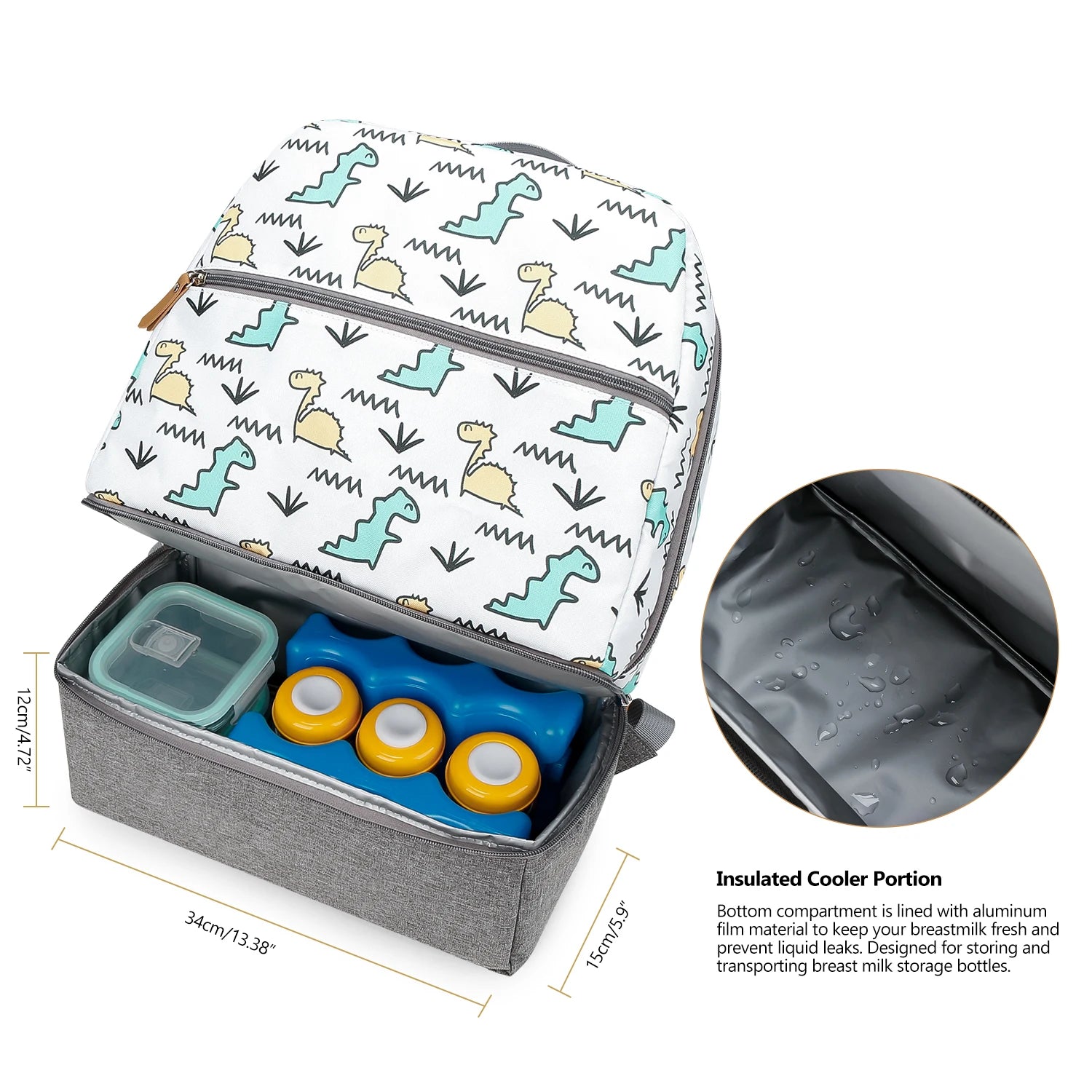 Breast Pump Bag with Insulated Cooler Compartment