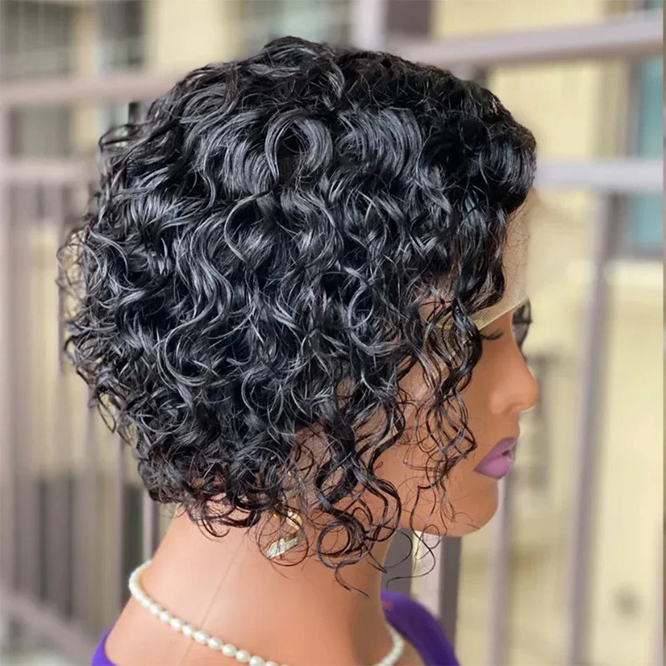 Peruvian Curly Pixie Bob Lace Front Wig – Short Natural Style