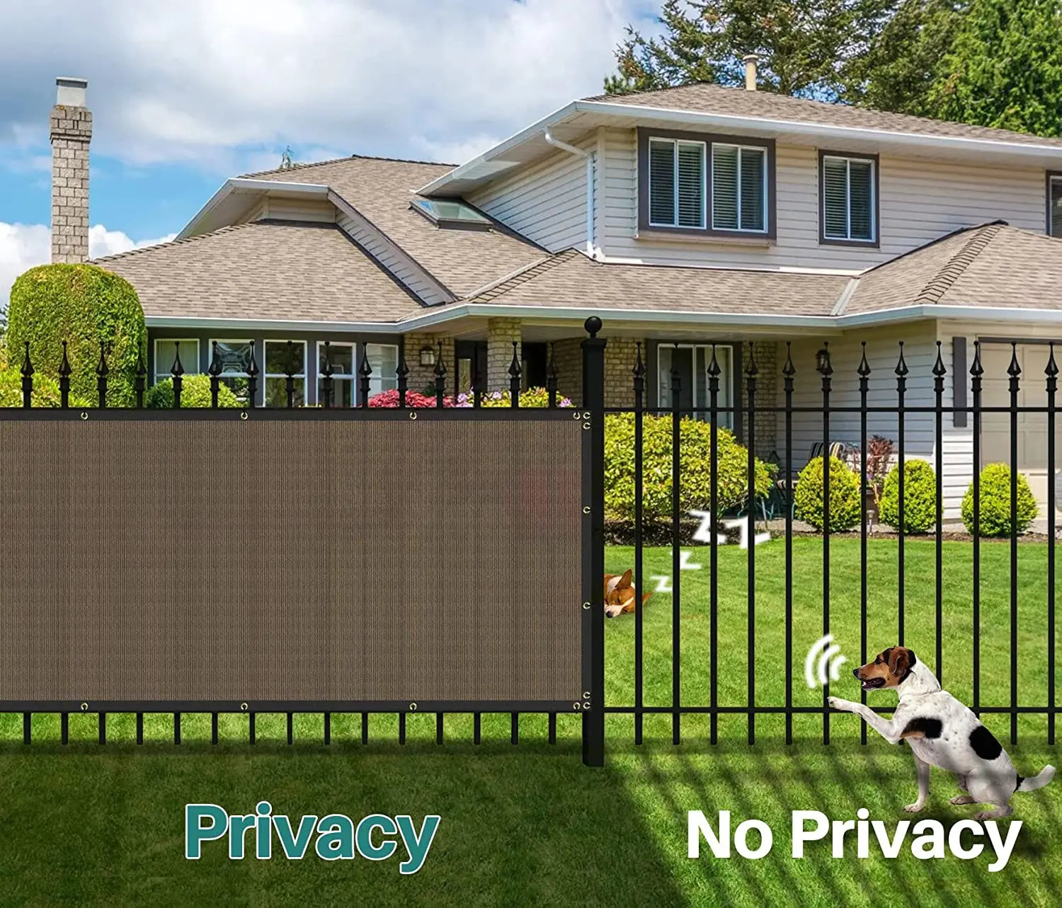 Patio Fence Privacy Screen Mesh with Grommets & Zip Ties