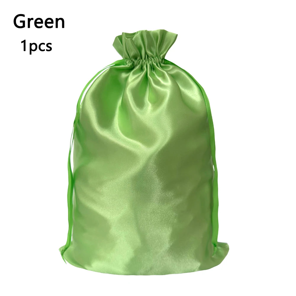 Silky Satin Wig Storage Bags with Drawstring – Dust-Free Protection, Set of 3