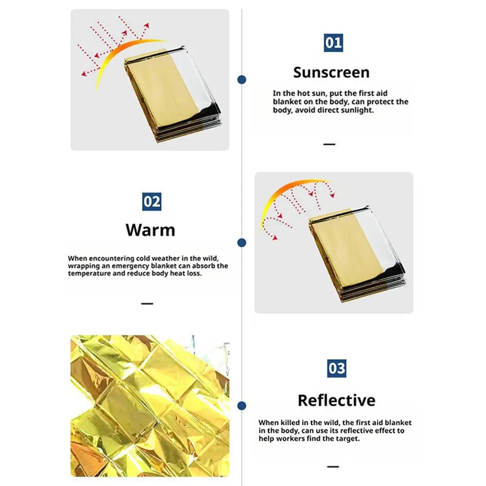 Emergency First Aid Thermal Blanket - Windproof & Waterproof Foil