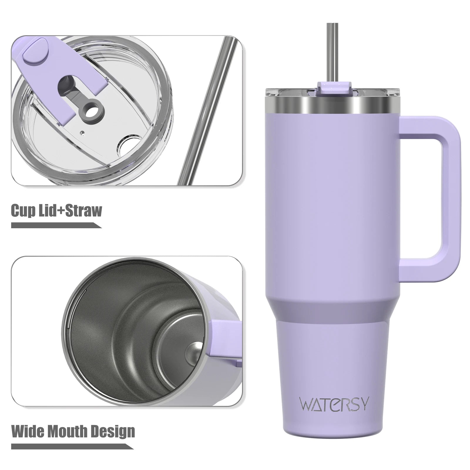 Double Wall Vacuum Insulated Stainless Steel Tumbler with Handle & Straw – 20oz, 30oz or 40oz
