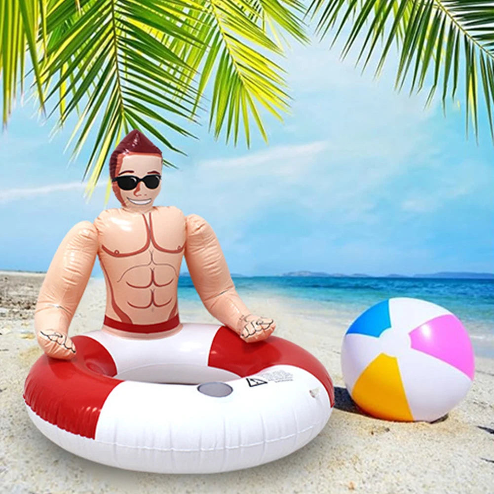 Muscle Man Shaped Inflatable Swimming Ring Pool Float