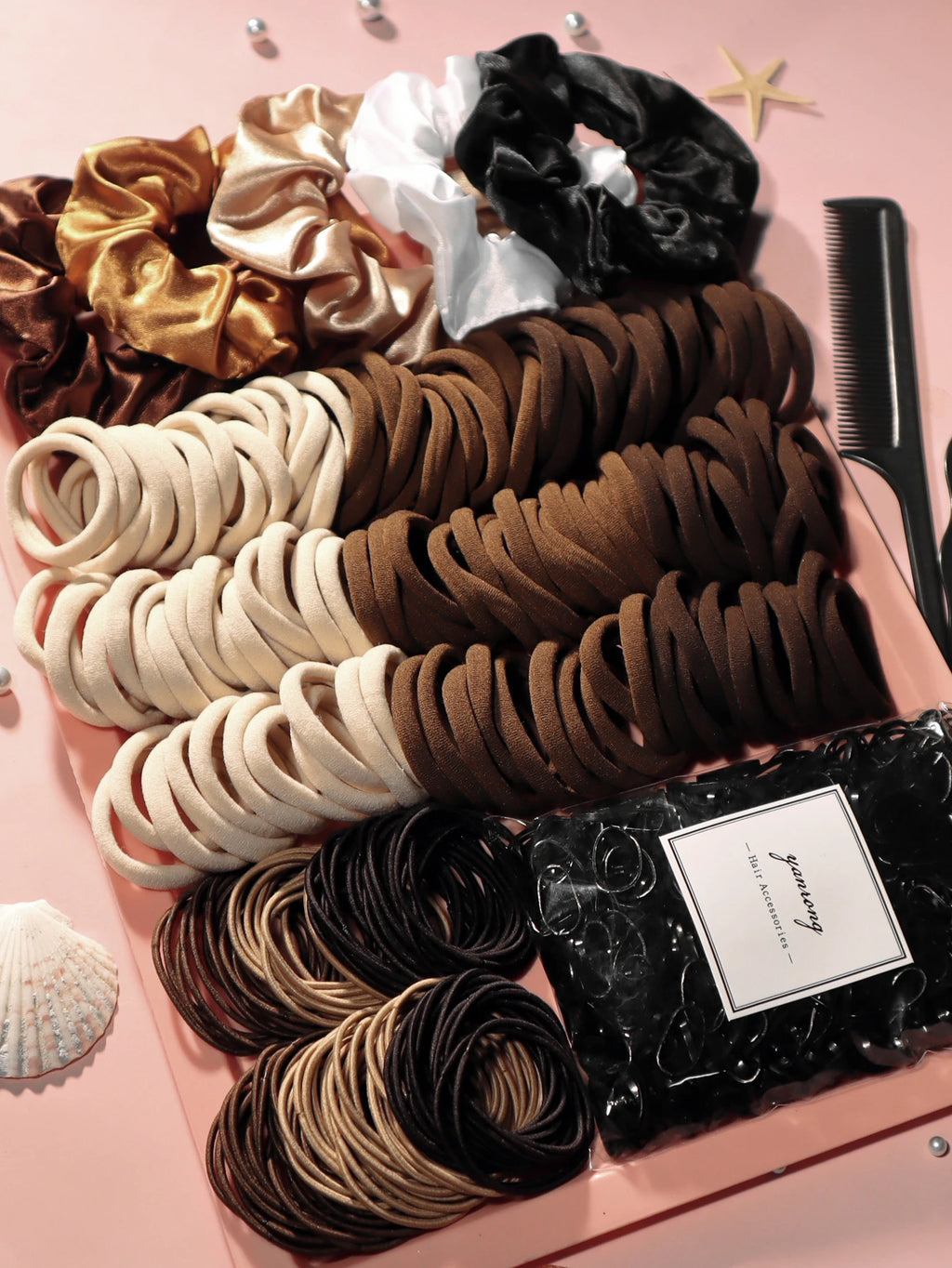 Hair Scrunchies, Hairbands & Hair Ties Set – Assorted Colours & Styles