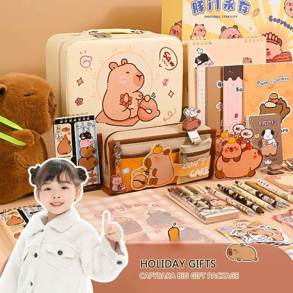 Capybara Stationery Gift Set - Large Capacity Pencil Case