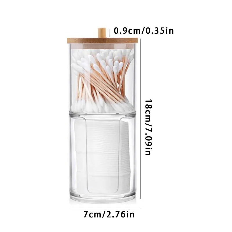 Bathroom Organiser Set - Makeup Storage Jars & Cotton Swab Dispenser