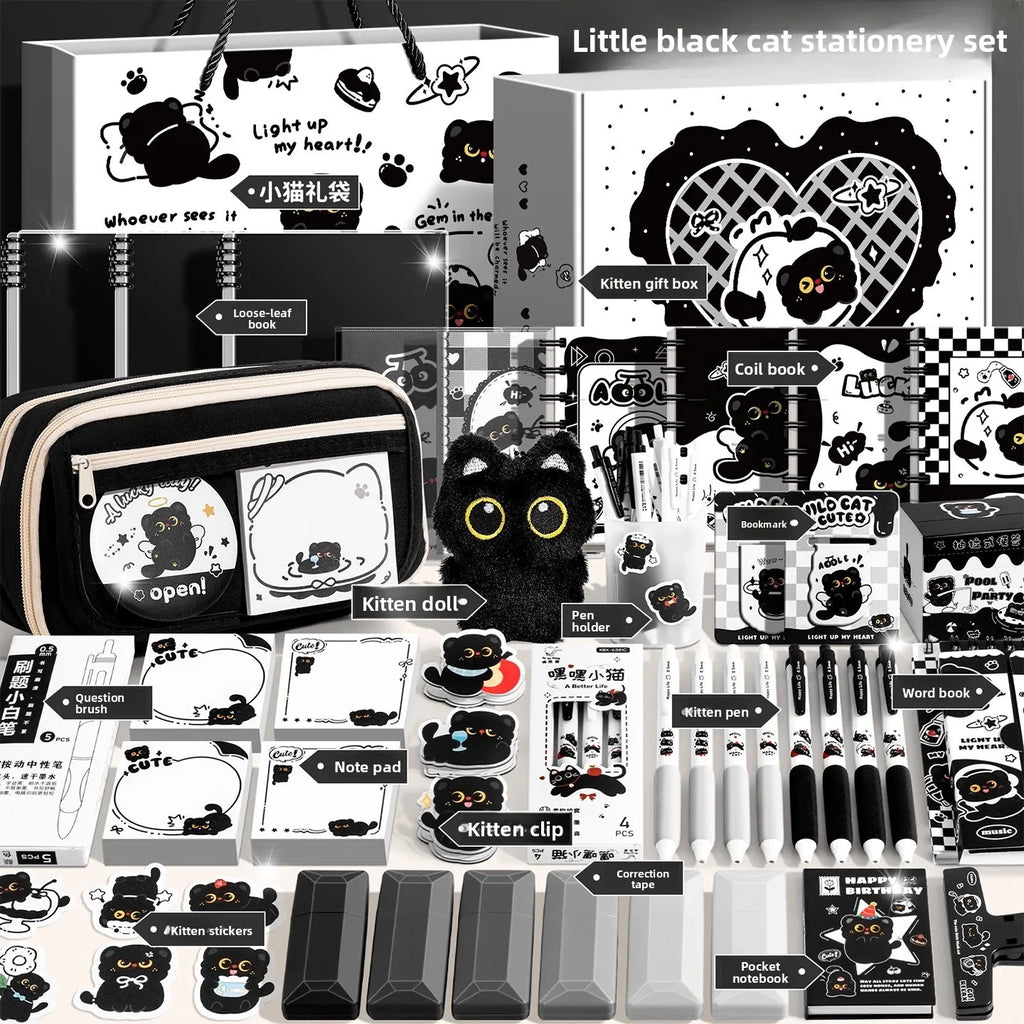Black Kitten Stationery Gift Set