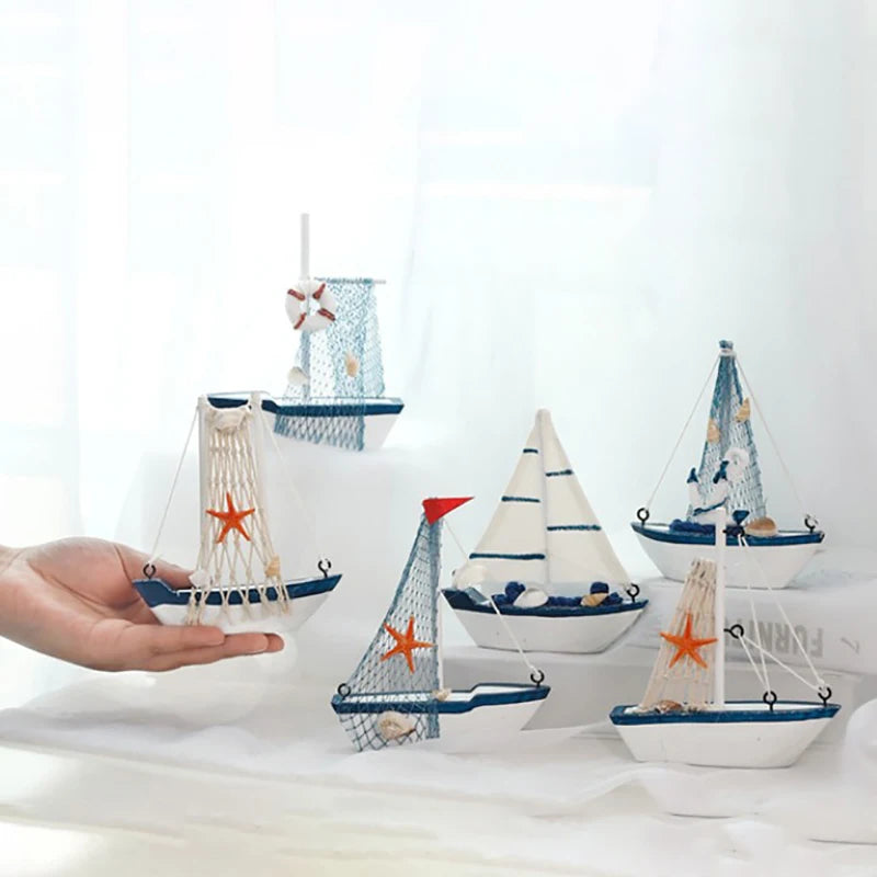 Wooden Blue Sailing Boat – Nautical Home Décor Ornament
