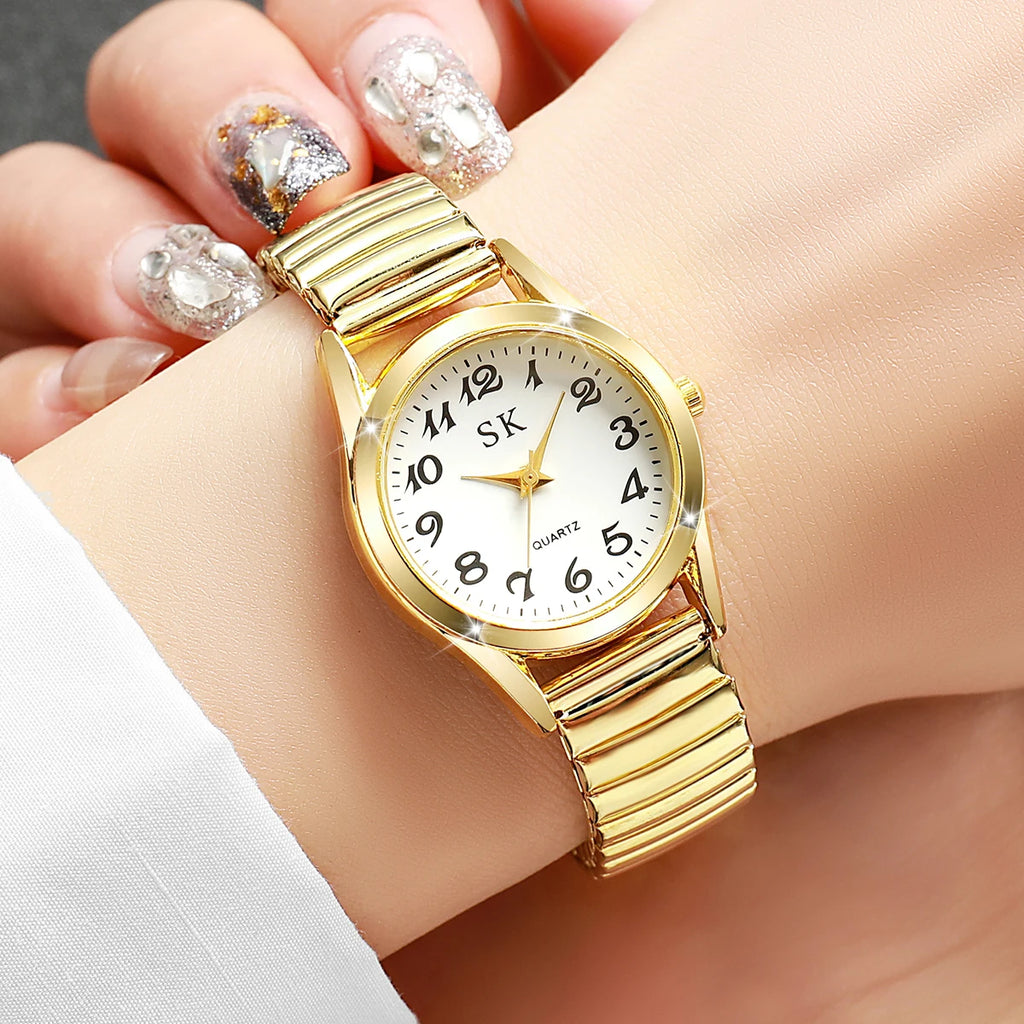 Digital Watch with Steel Strip & Elastic Band