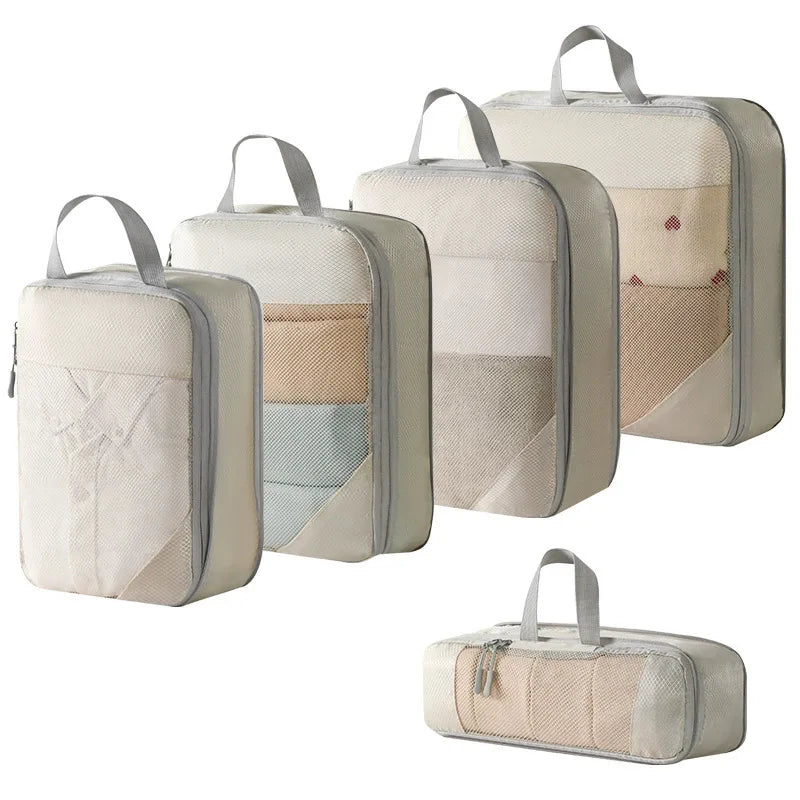 5-Piece Mesh Compression Travel Storage Bag Set