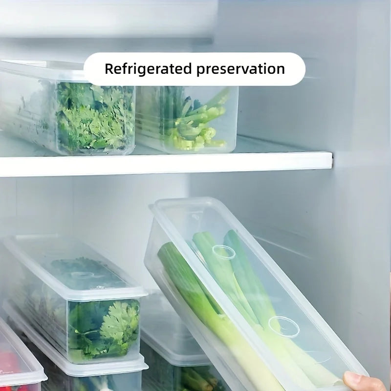 Rectangular Plastic Fridge Organiser Containers – Stackable, Set of 4