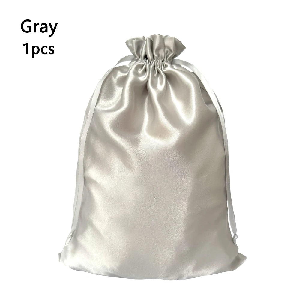 Silky Satin Wig Storage Bags with Drawstring – Dust-Free Protection, Set of 3