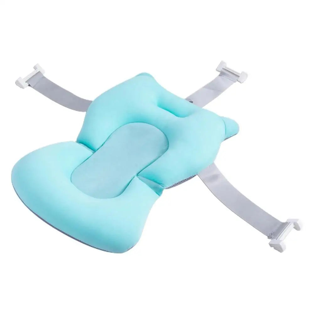 Newborn Bath Cushion - Adjustable, Foldable with Buckles & 3 Safety Clips