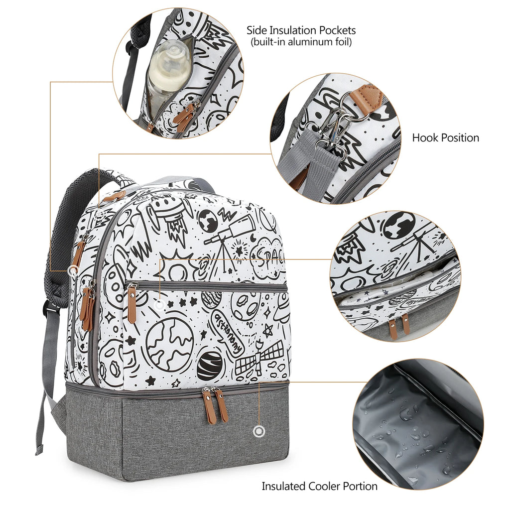 Breast Pump Bag with Insulated Cooler Compartment