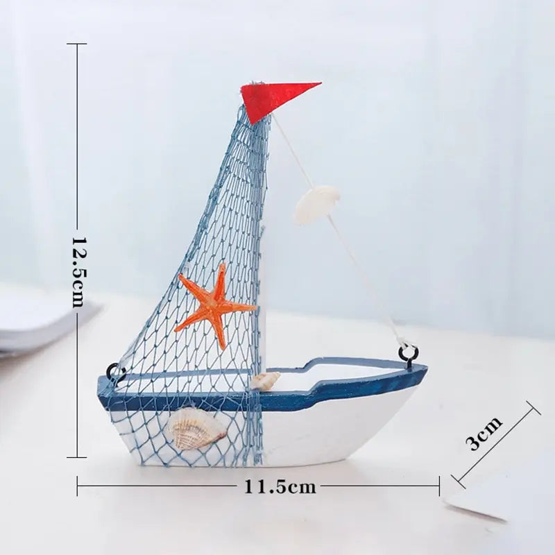 Wooden Blue Sailing Boat – Nautical Home Décor Ornament
