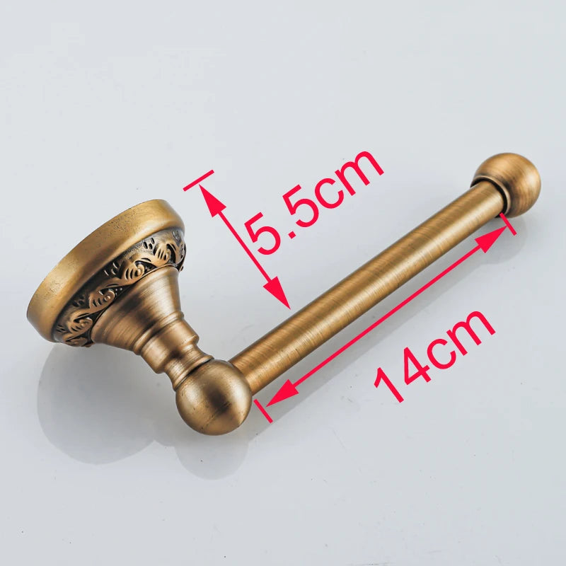 Antique Brass Aluminium Bathroom Accessories Set - Wall Mounted