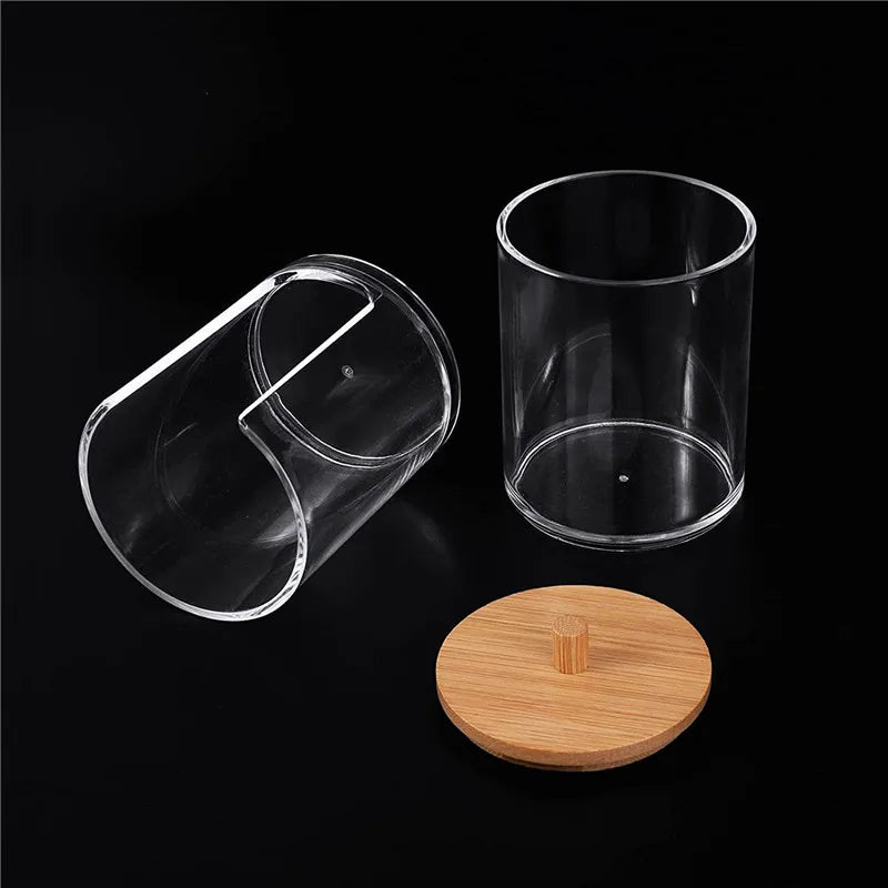 Bathroom Organiser Set - Makeup Storage Jars & Cotton Swab Dispenser