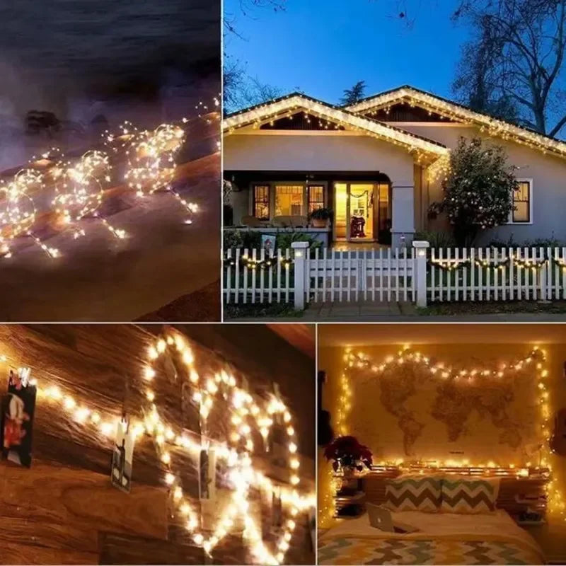 Waterproof Outdoor Solar LED String Lights with 8 Modes