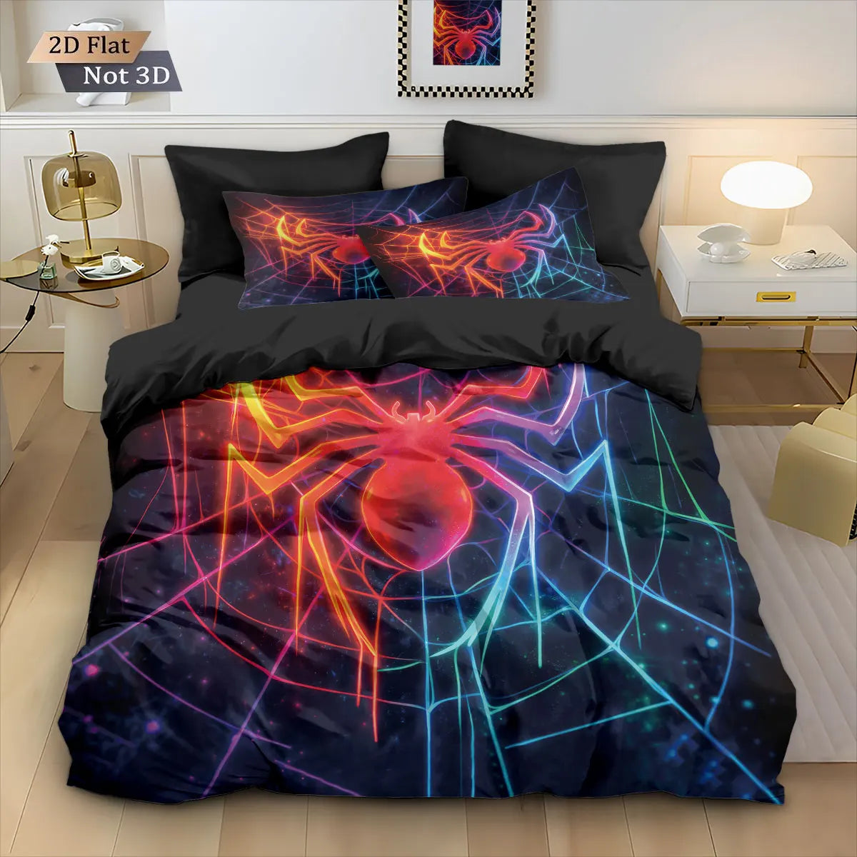 3pcs Cyber Style Spider Printed Down Duvet Cover Set