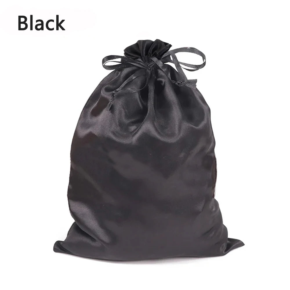 Silky Satin Wig Storage Bags with Drawstring – Dust-Free Protection, Set of 3
