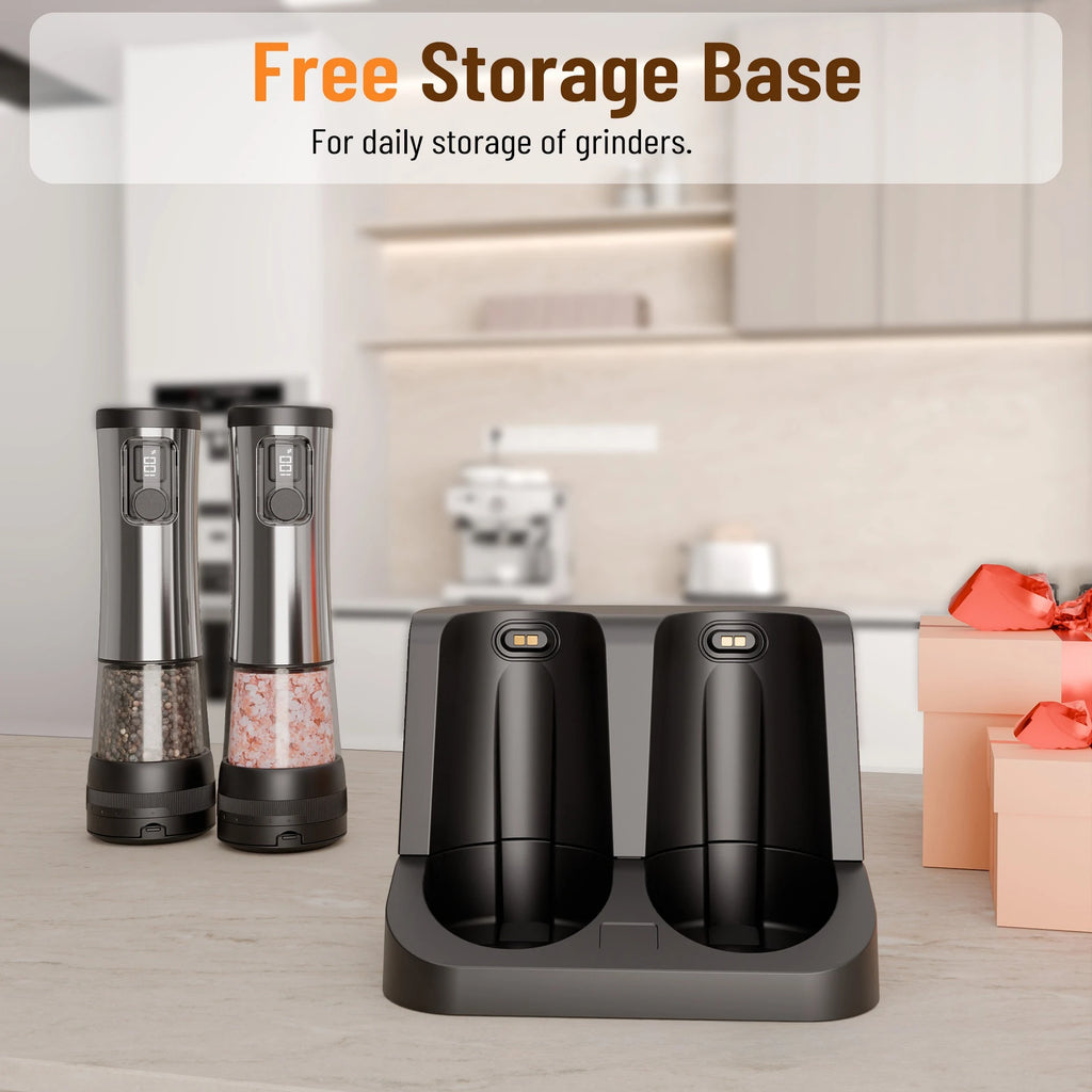 Electric Salt & Pepper Grinder Set – Rechargeable, LED Indicator, Adjustable Coarseness