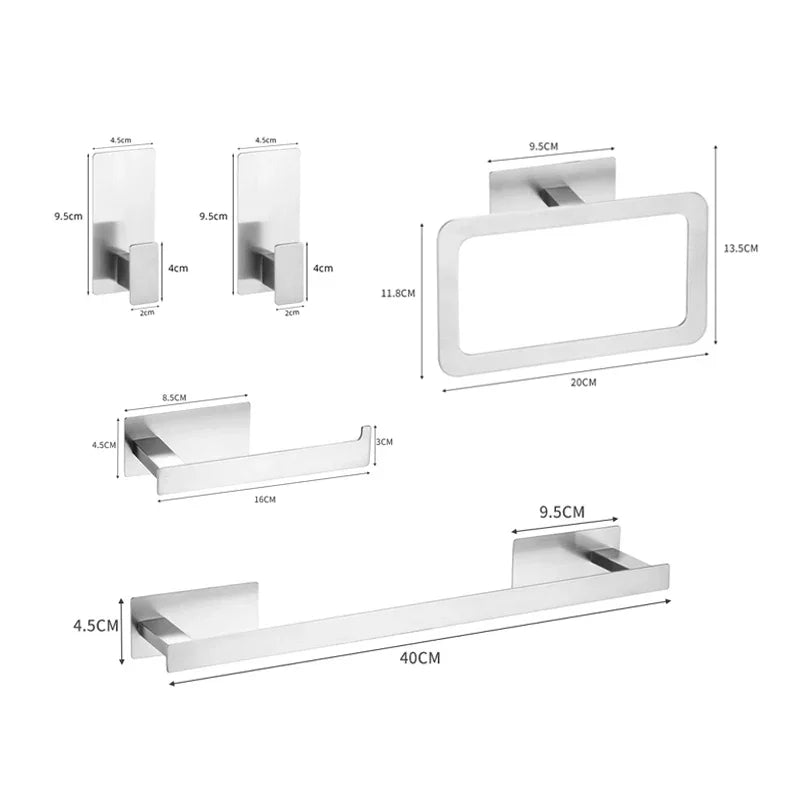 Matte Black Bathroom Accessories Set - Wall Mounted
