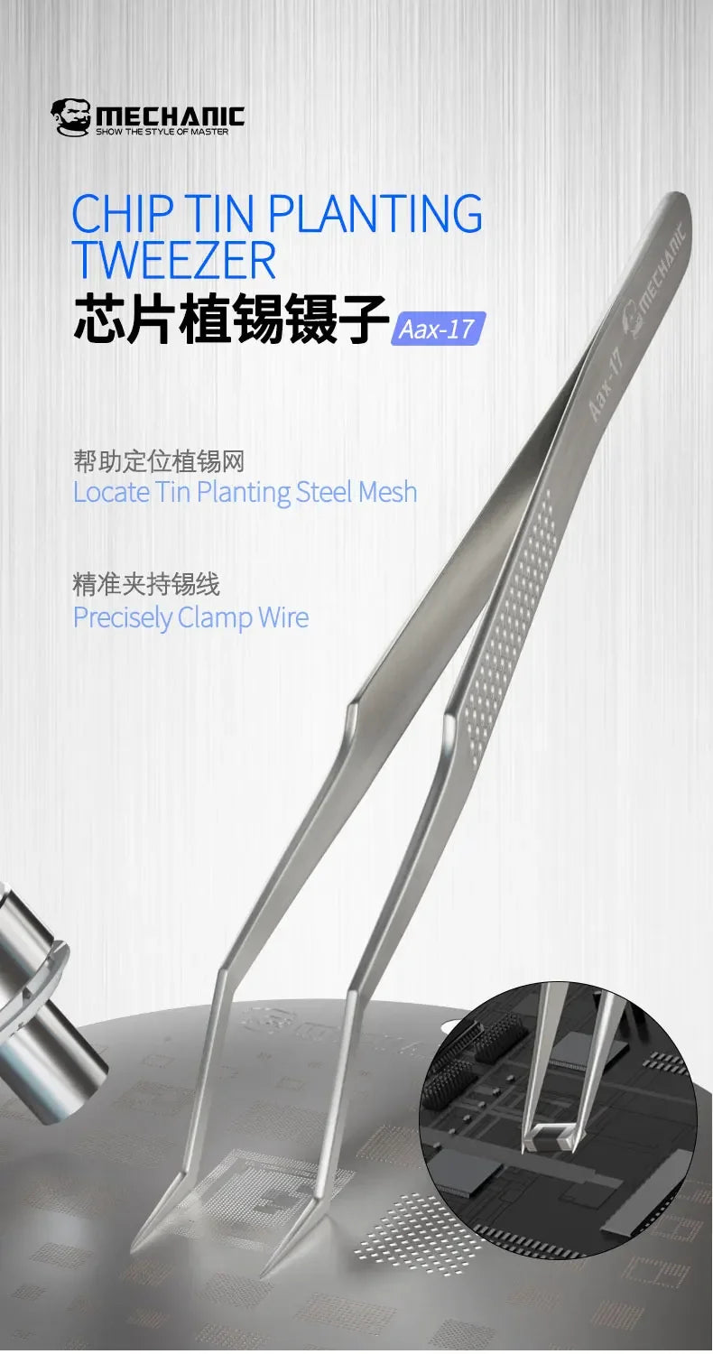 MECHANIC Aax-17 tin positioning tweezers, for precise clamping of tin wire, non-slip and wear-resistant, made of steel