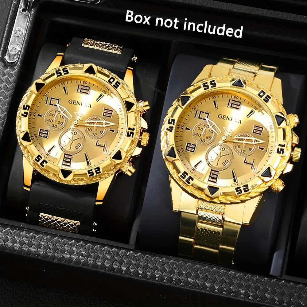 Men's Vintage Quartz Watch Set – Set of 2