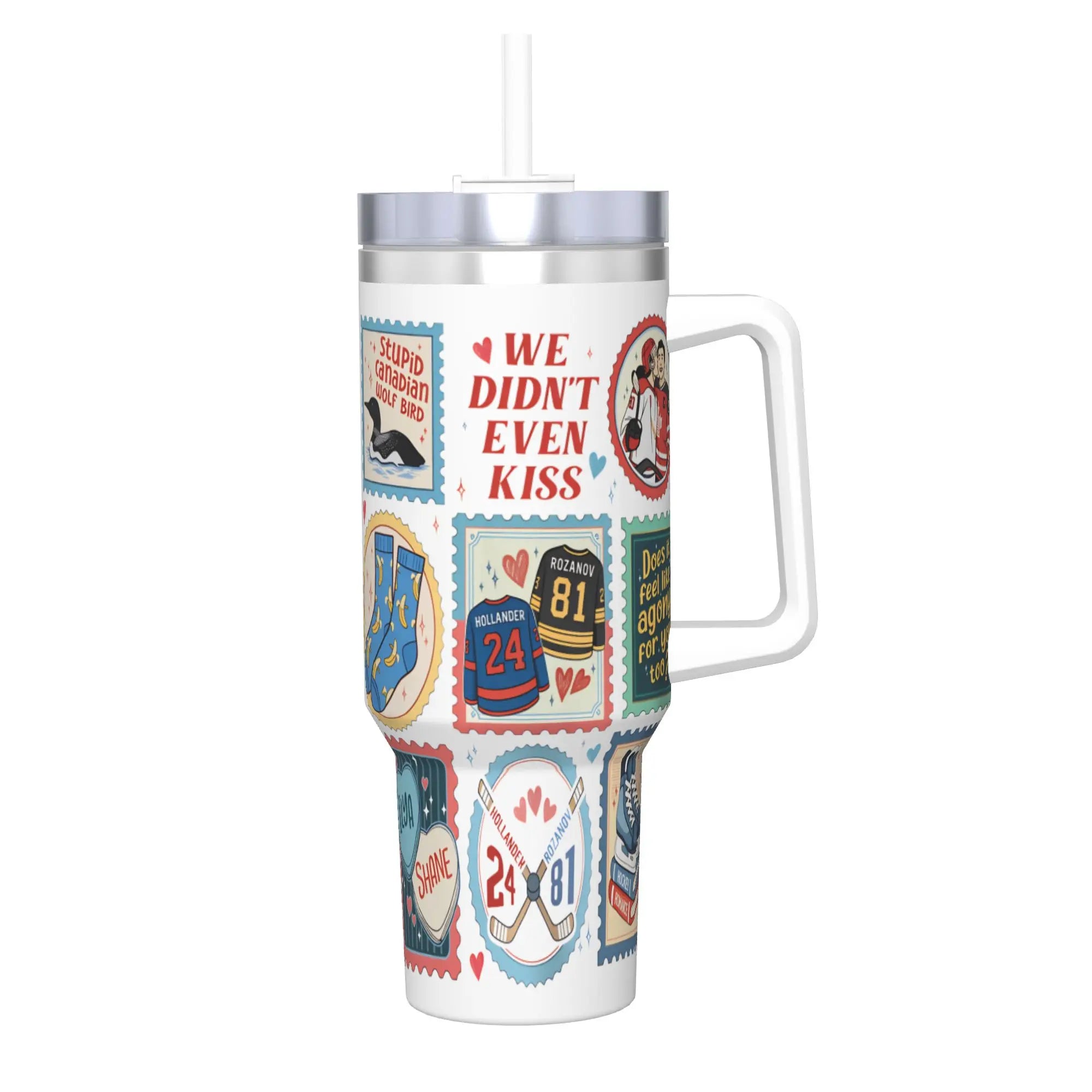Large Portable Stainless Steel Thermal Tumbler with Straw