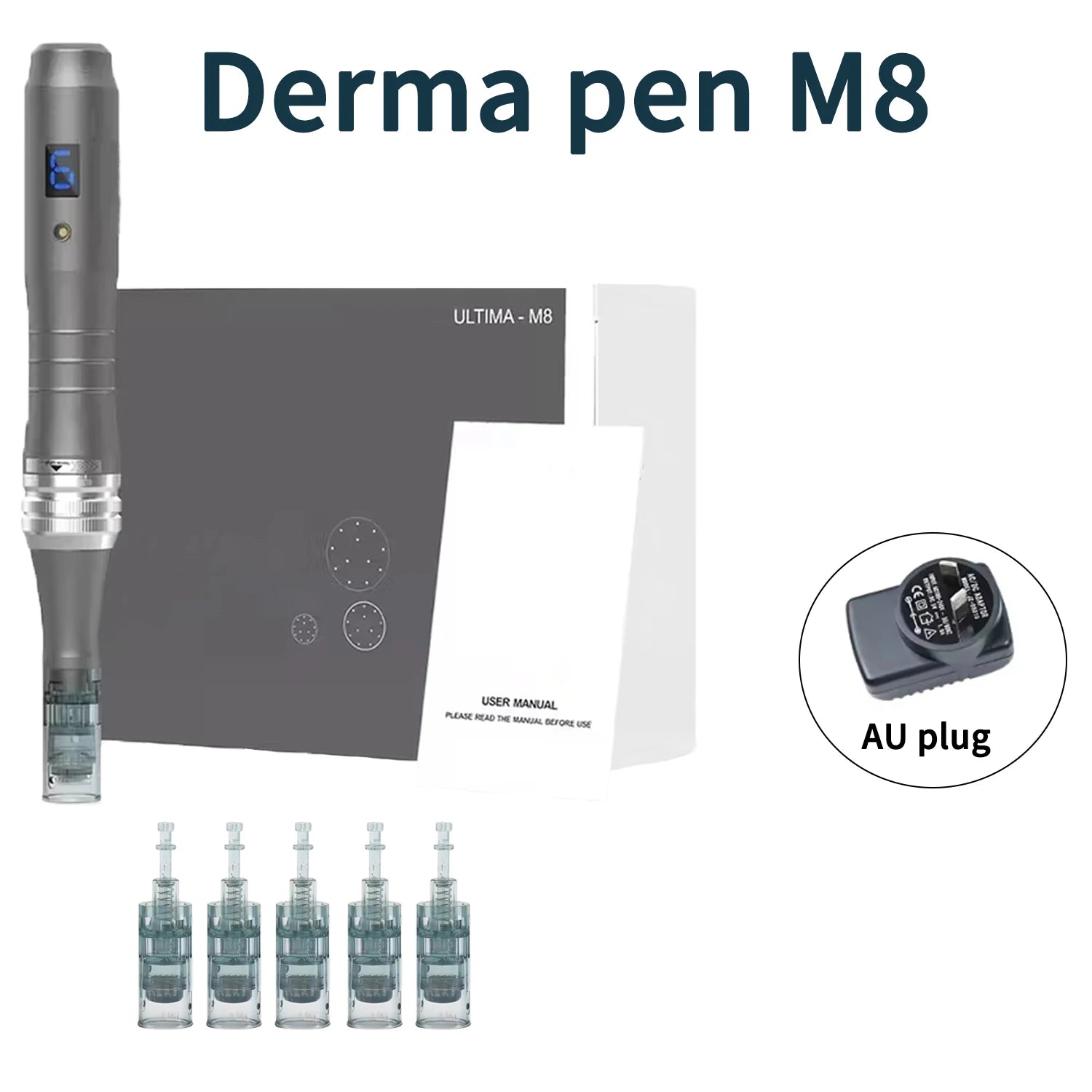 Derma Pen - M8 Professional Micro Pen, with 5 R-Nano 0.25mm Replacement Cartridges,