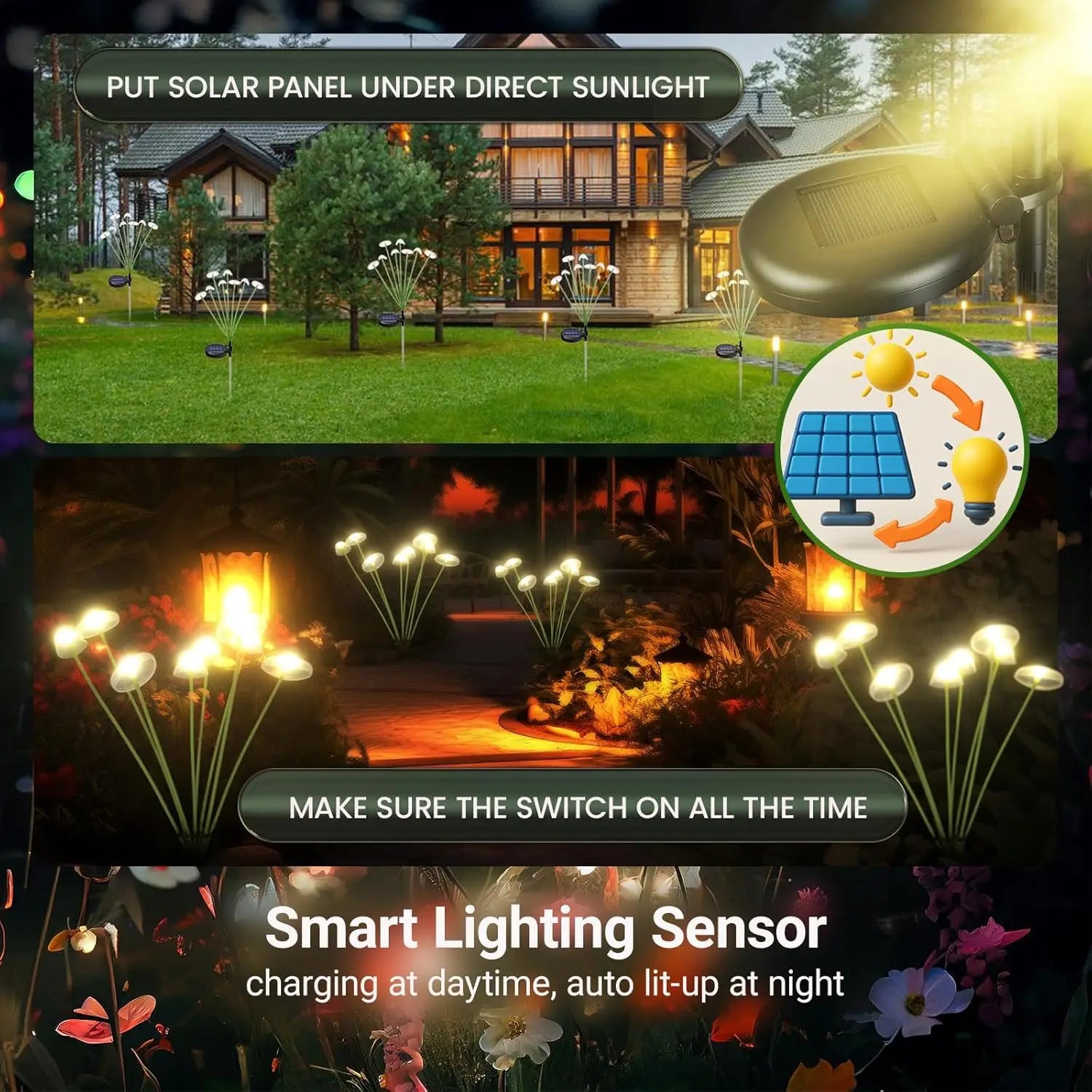 Waterproof Dual Mode LED Solar Mushroom Garden Lights