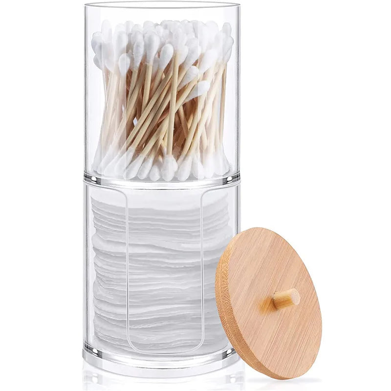 Bathroom Organiser Set - Makeup Storage Jars & Cotton Swab Dispenser