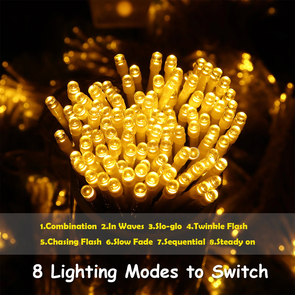 Outdoor Solar LED String Lights with 8 Lighting Modes