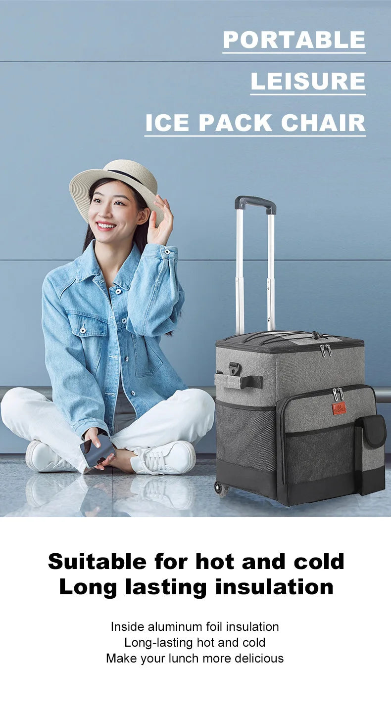 Rolling Cooler with Removable Wheels & Handle